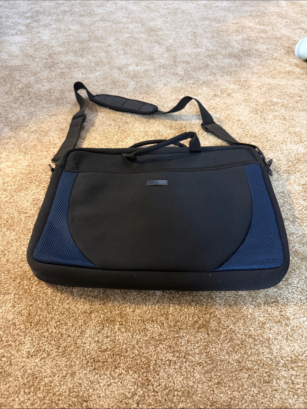 Padded Black & Navy Laptop Briefcase — Unbranded